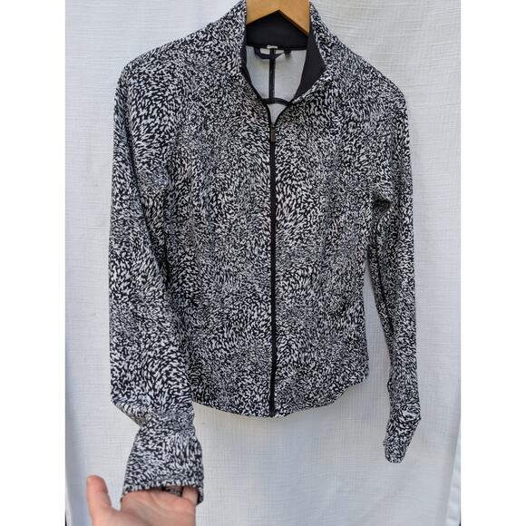 Lululemon Womens InStill Full Zip Jacket Warped Grain Alpine White Black Sz 8 - Picture 1 of 8